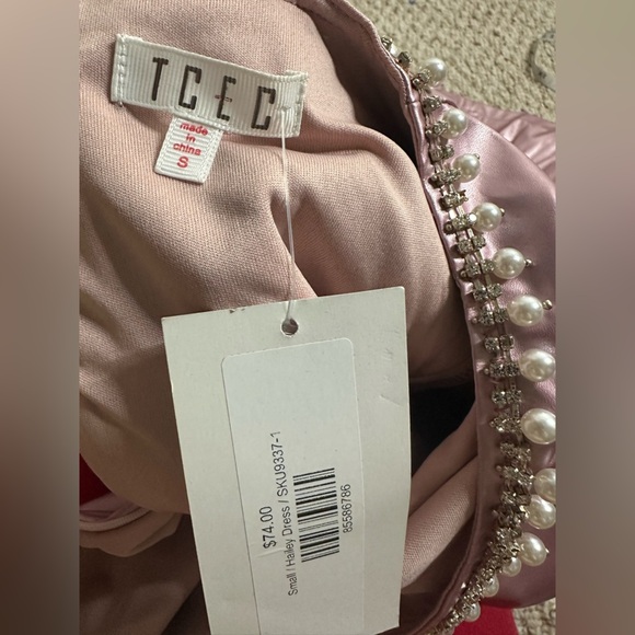 TCEC Pink Pearl Embellished Dress size S new with tag - Picture 4 of 8